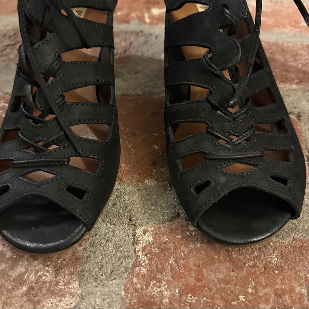 Paul Green Munchen Black Leather LaceUp Open Toe Women's Sandals Handmade size 8 - Picture 2 of 16